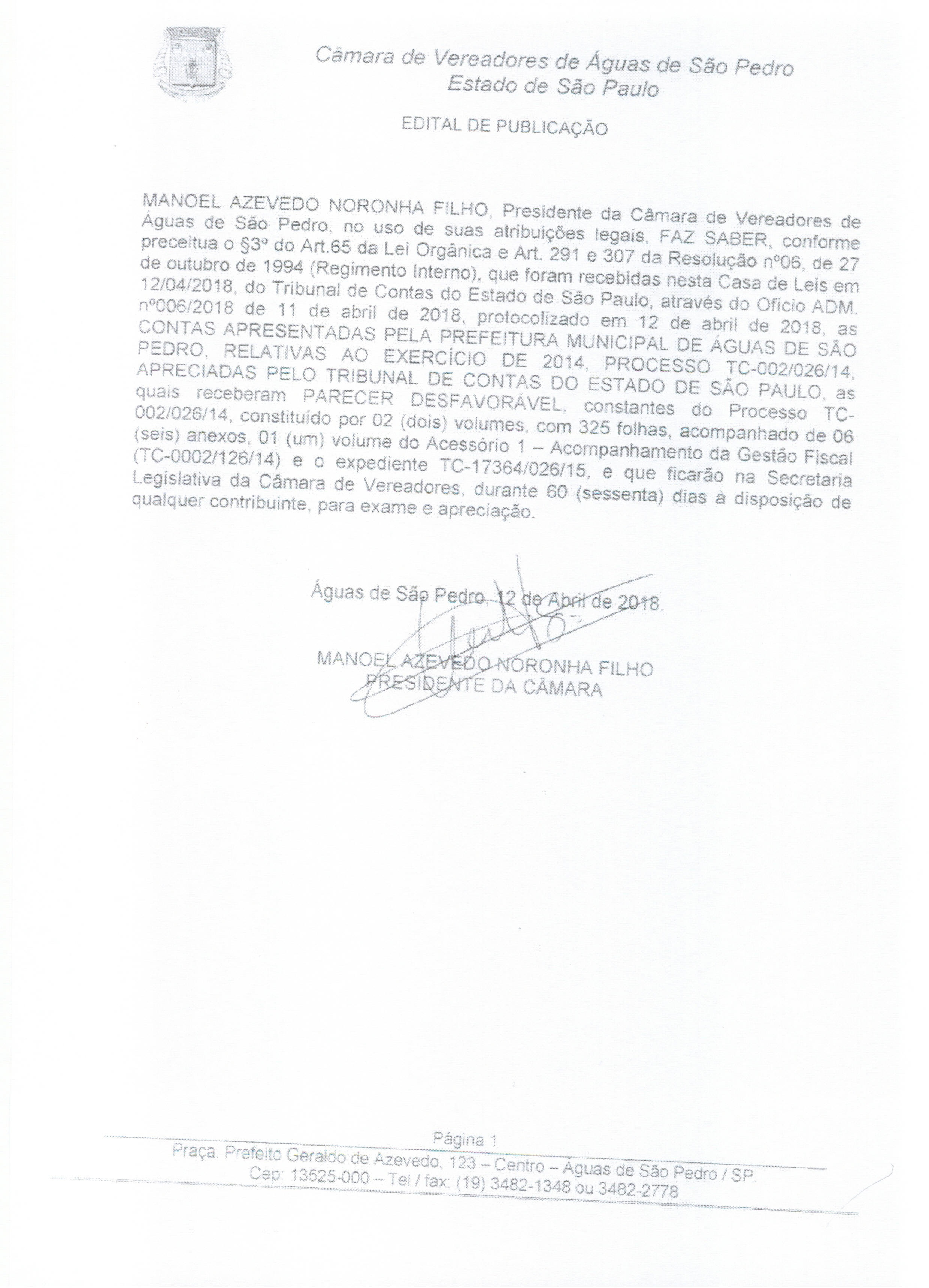 Imagem 2018425_EDITAL DE PUBLICAÇÃO CONTAS 2014 Selecione a Imagem